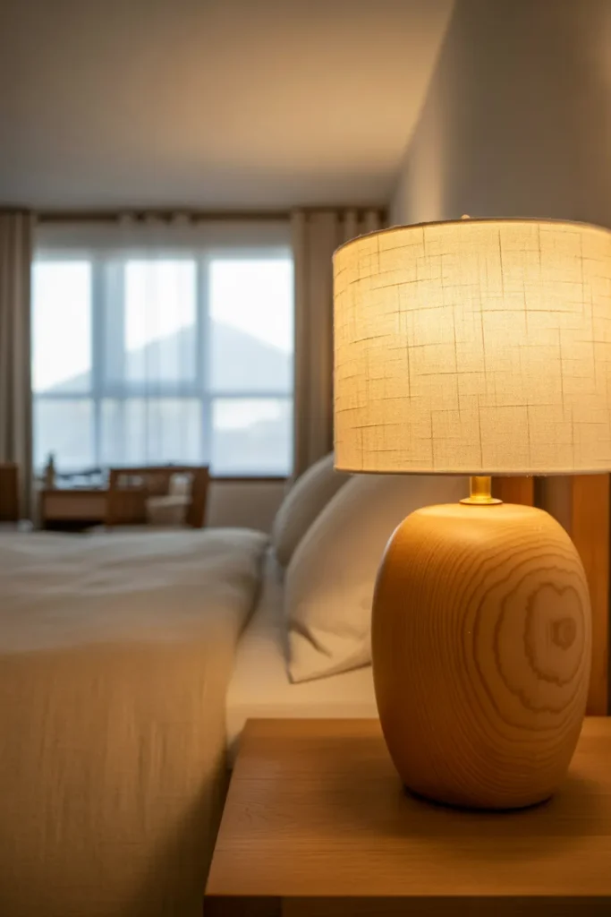 Bedside Lamp With Natural Finish