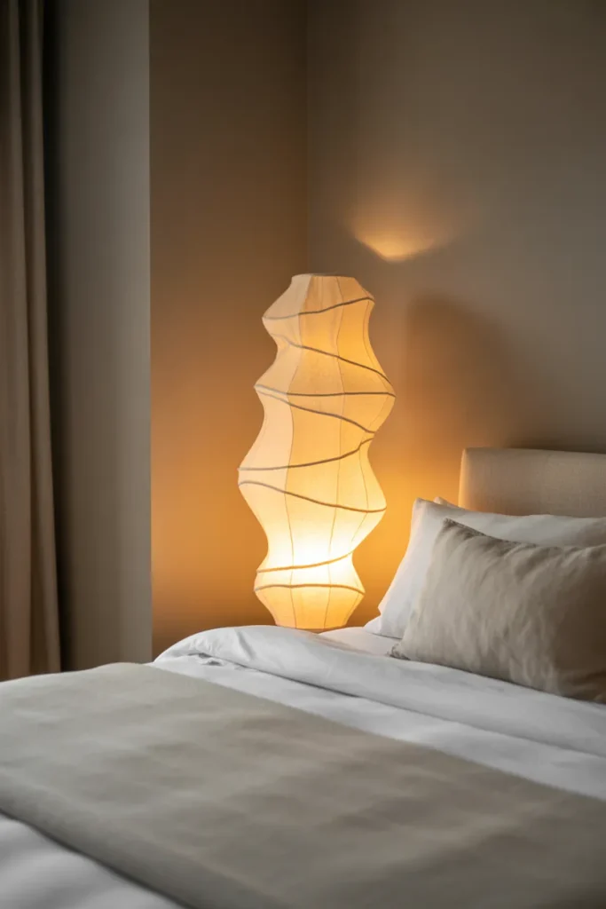 Bedside Lamp With Soft Curved Shade