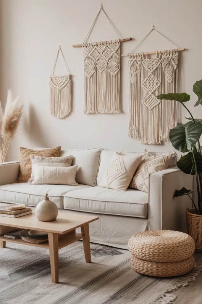 Boho Living Room with Macrame Decor