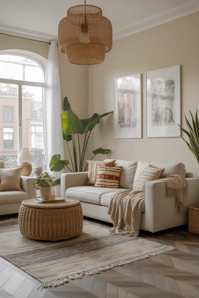 Boho Living Room with Mixed Patterns