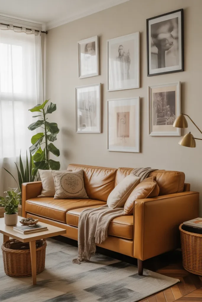 Boho Living Room with Wall Art