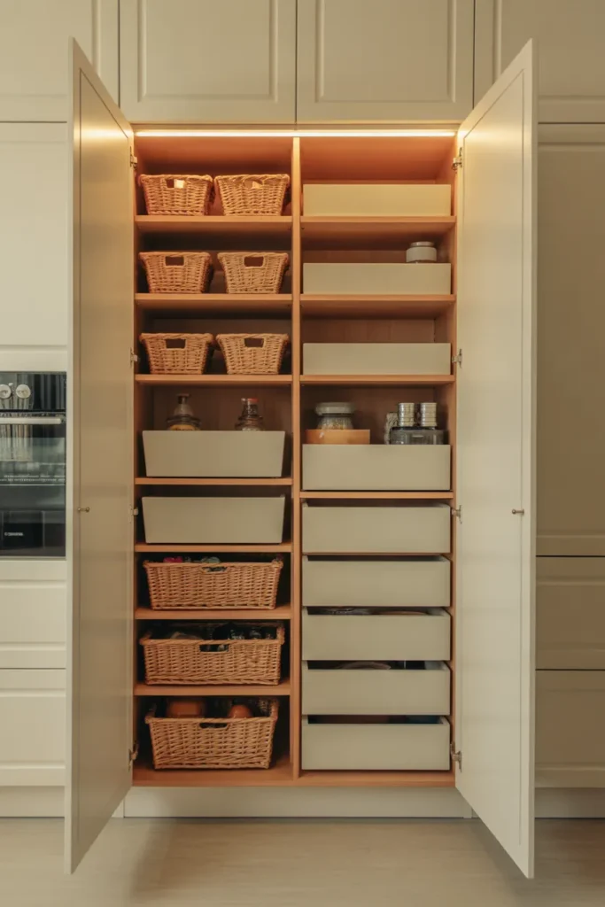 Cabinet Pantry With Mixed Depth Shelves