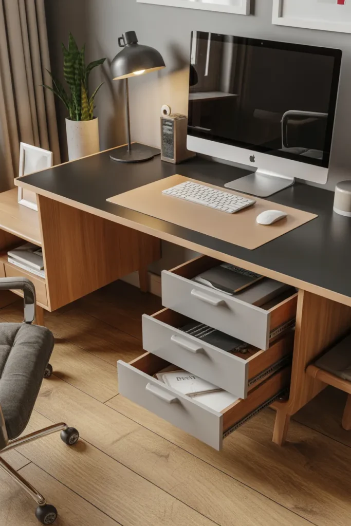 Desk with Hidden Drawer Storage