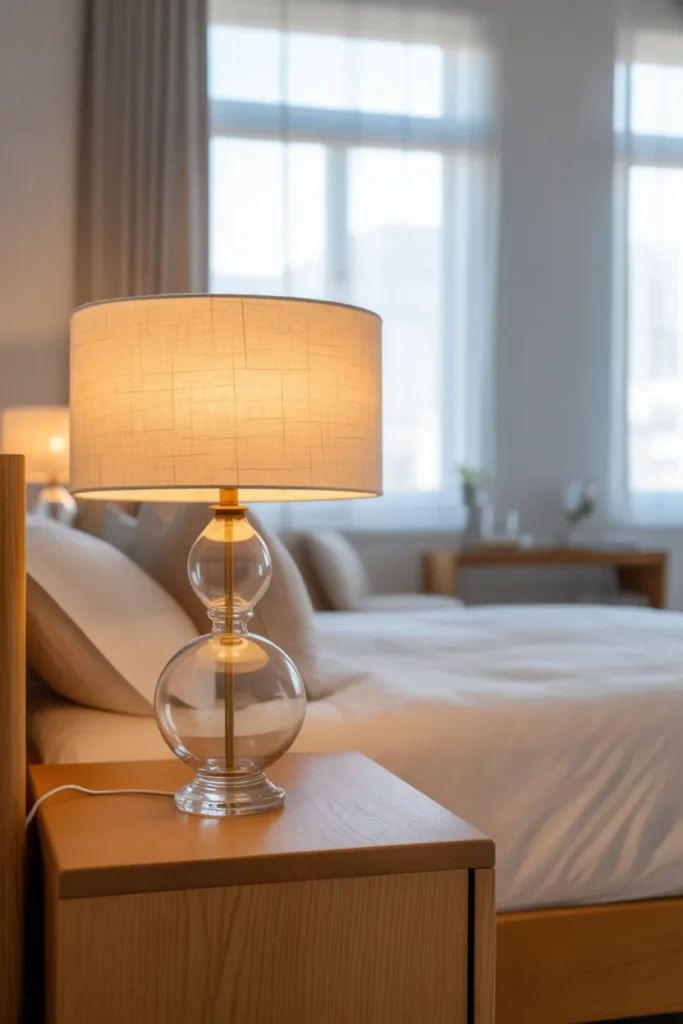 Glass Base Bedroom Lamp