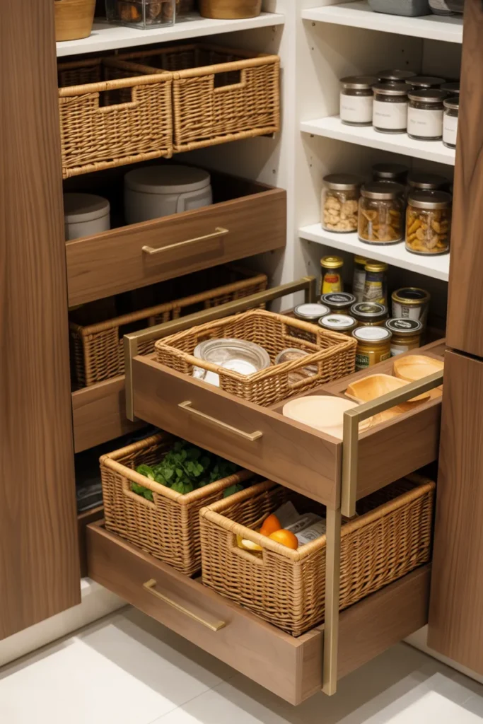 Pull Out Pantry With Basket Storage