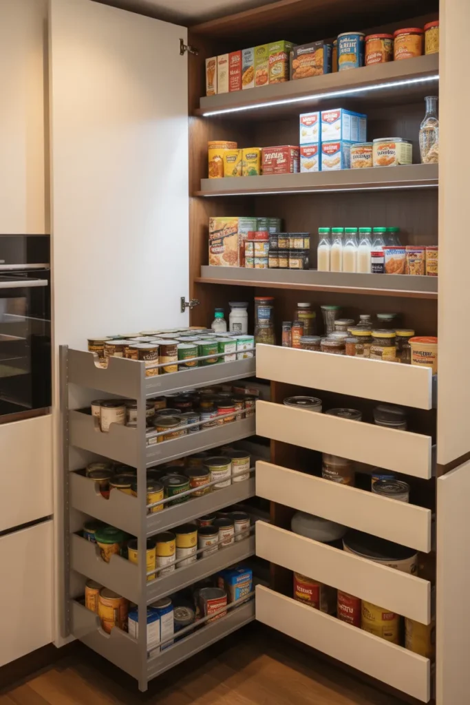 Pull Out Pantry With Lower Storage Focus