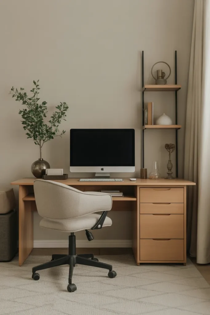 Upholstered Desk Chair with Desk