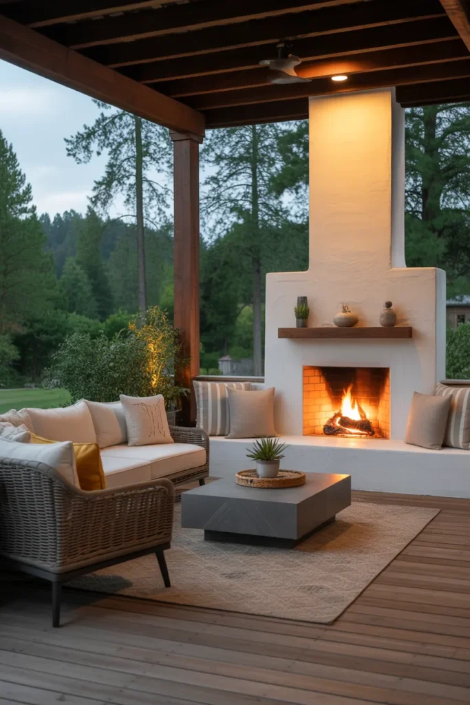 Back Patio Ideas 2026 Covered Patios with Fireplace