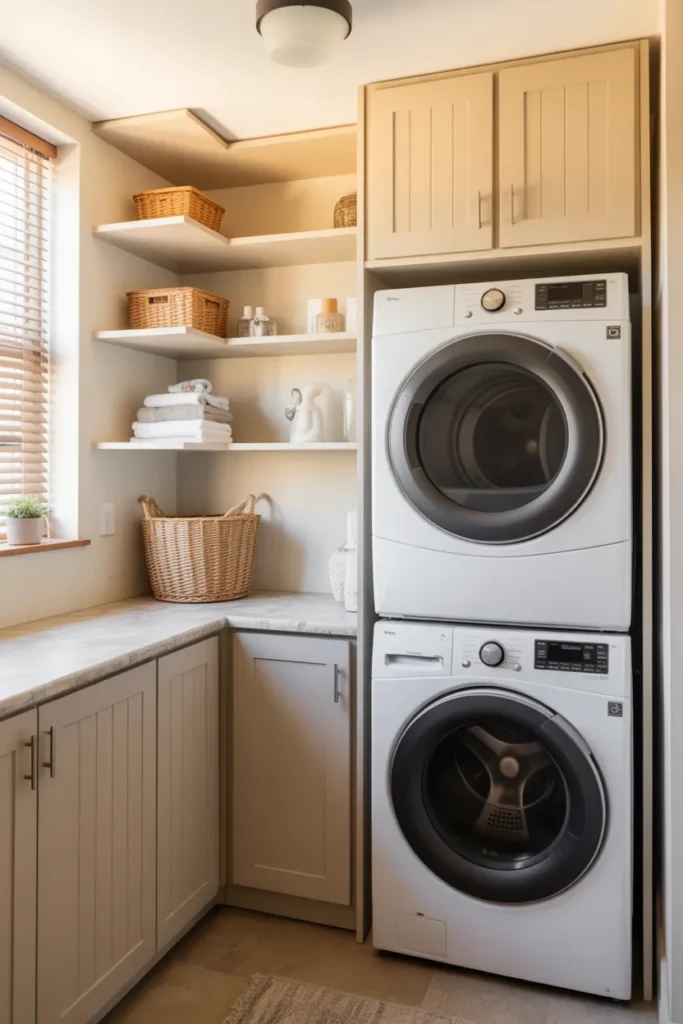 Compact Corner Laundry Layout