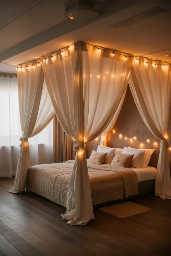 Curtain Draped Sleep Space