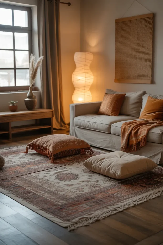 Layered Rug Lounge Area