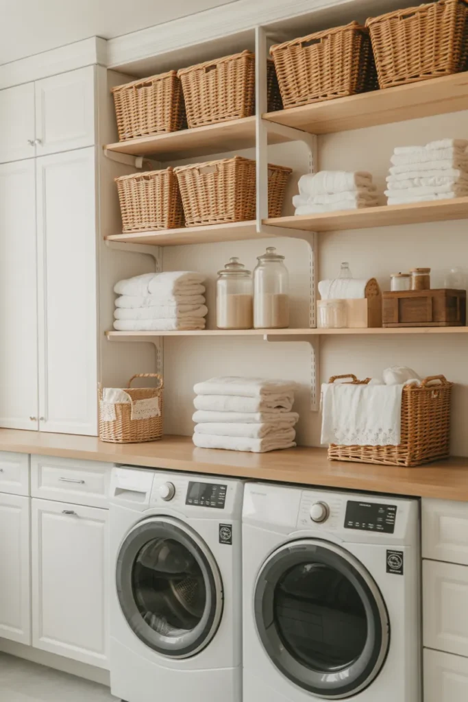Open Shelving with Decorative Storage