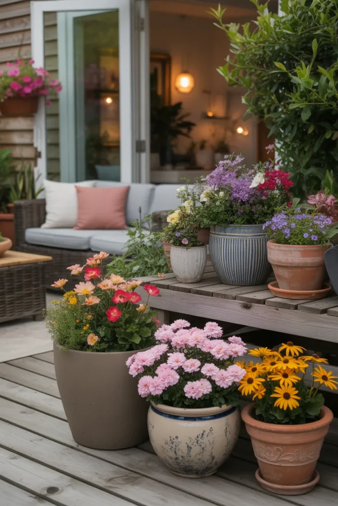 Potted Flower Garden Ideas for Patios and Decks